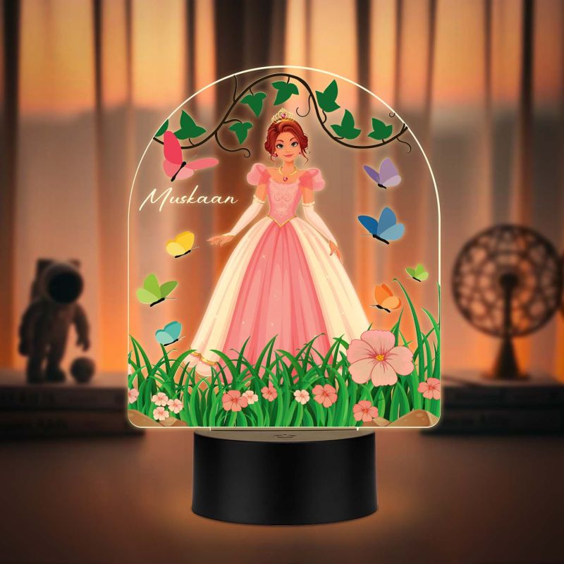 Personalized Princess Doll LED Night Lamp with Warm White Light Return Gift Birthday Gift for Girls Kids Room Decor Light